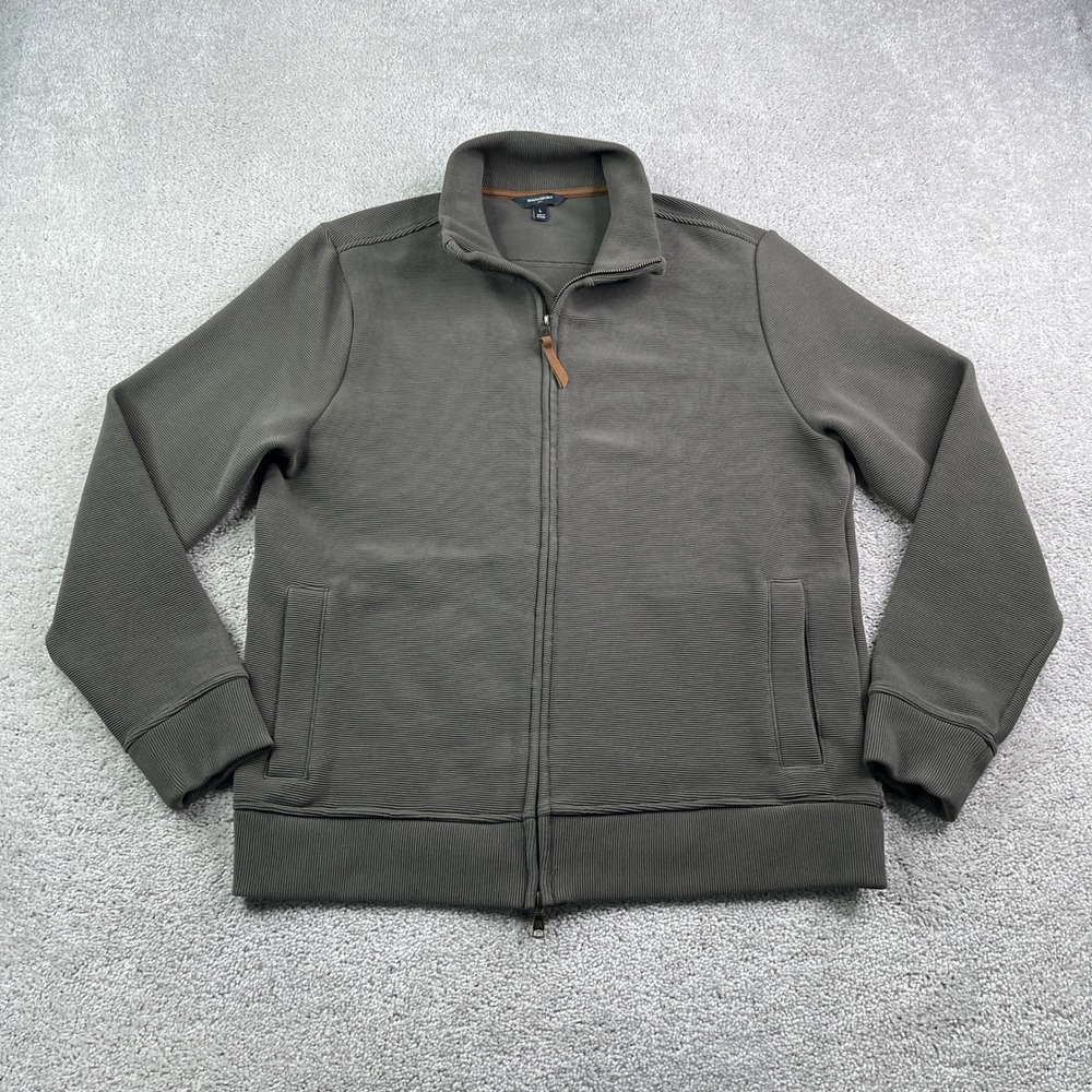 Banana Republic Jacket Mens Large Olive Green Ottoman Ribbed Full Zip Coat